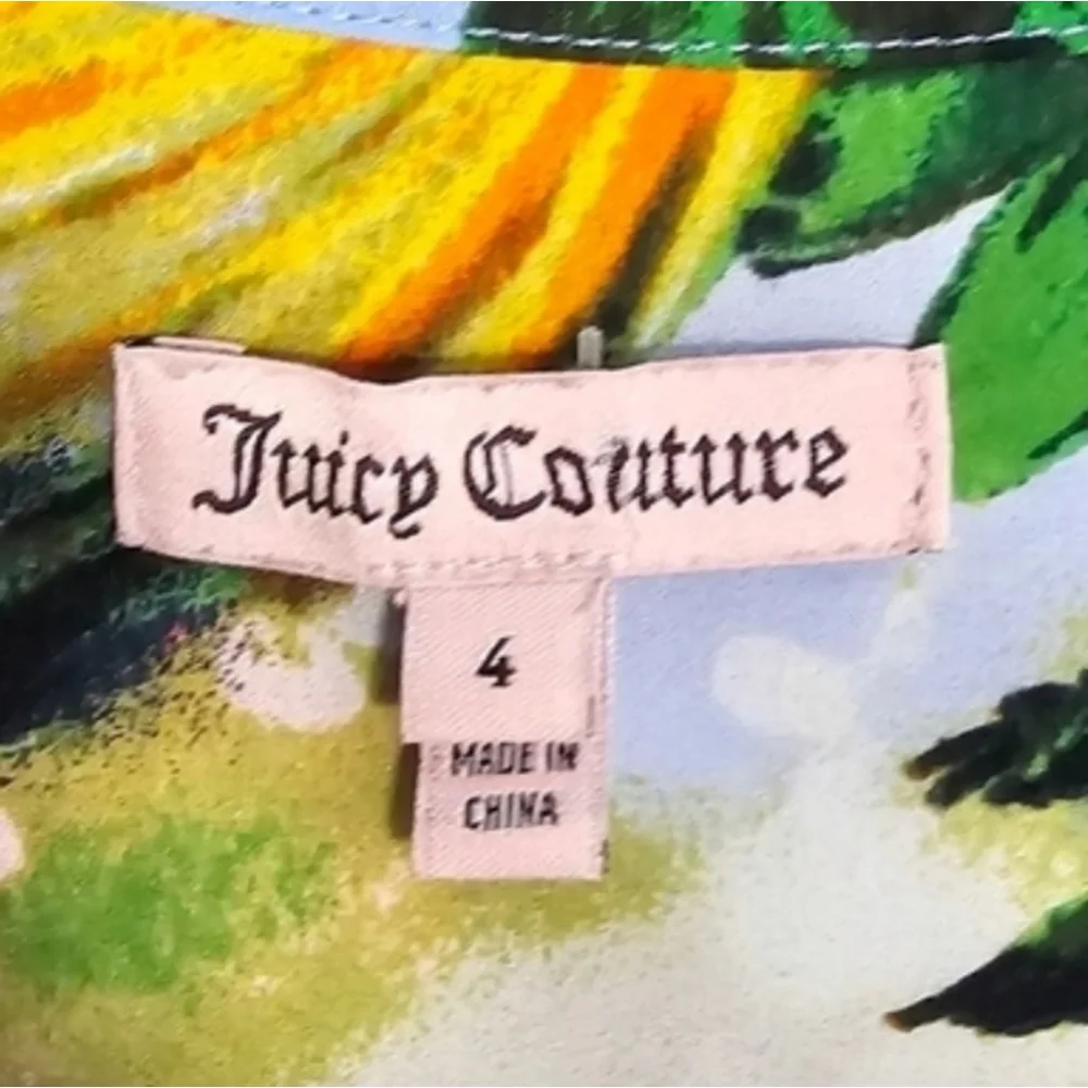 Juicy Couture Paradise Blue Sleeveless Hawaiian Floral Mini Dress Sz 4 - Picture 8 of 14